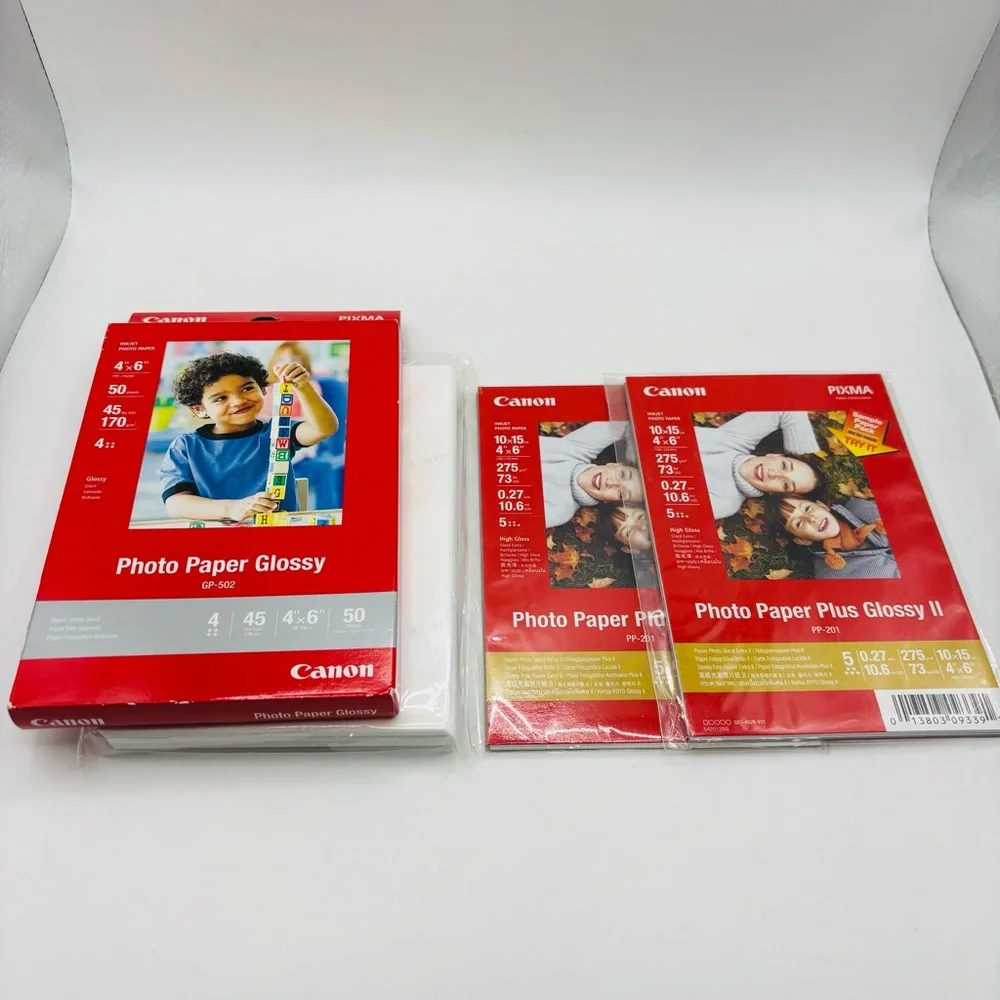 Canon Photo Paper Plus Glossy II and Photo Paper Glossy Pack.